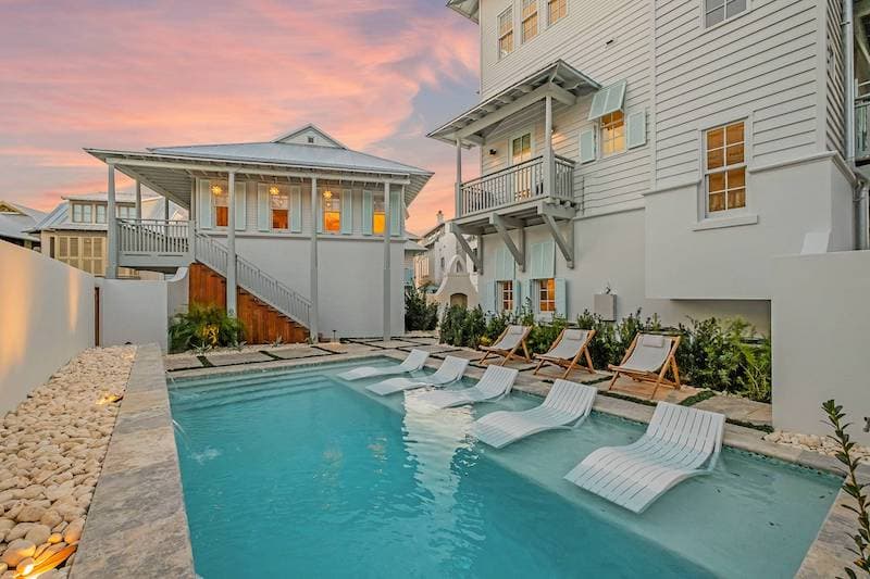 Premium backyard pool with calm water and refined outdoor finishes.
